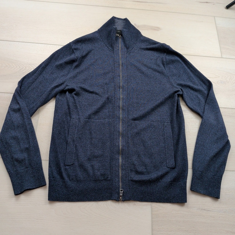 Banana Republic Mens Silk Cashmere Cotton Blend Full Zip Sweater Blue Small